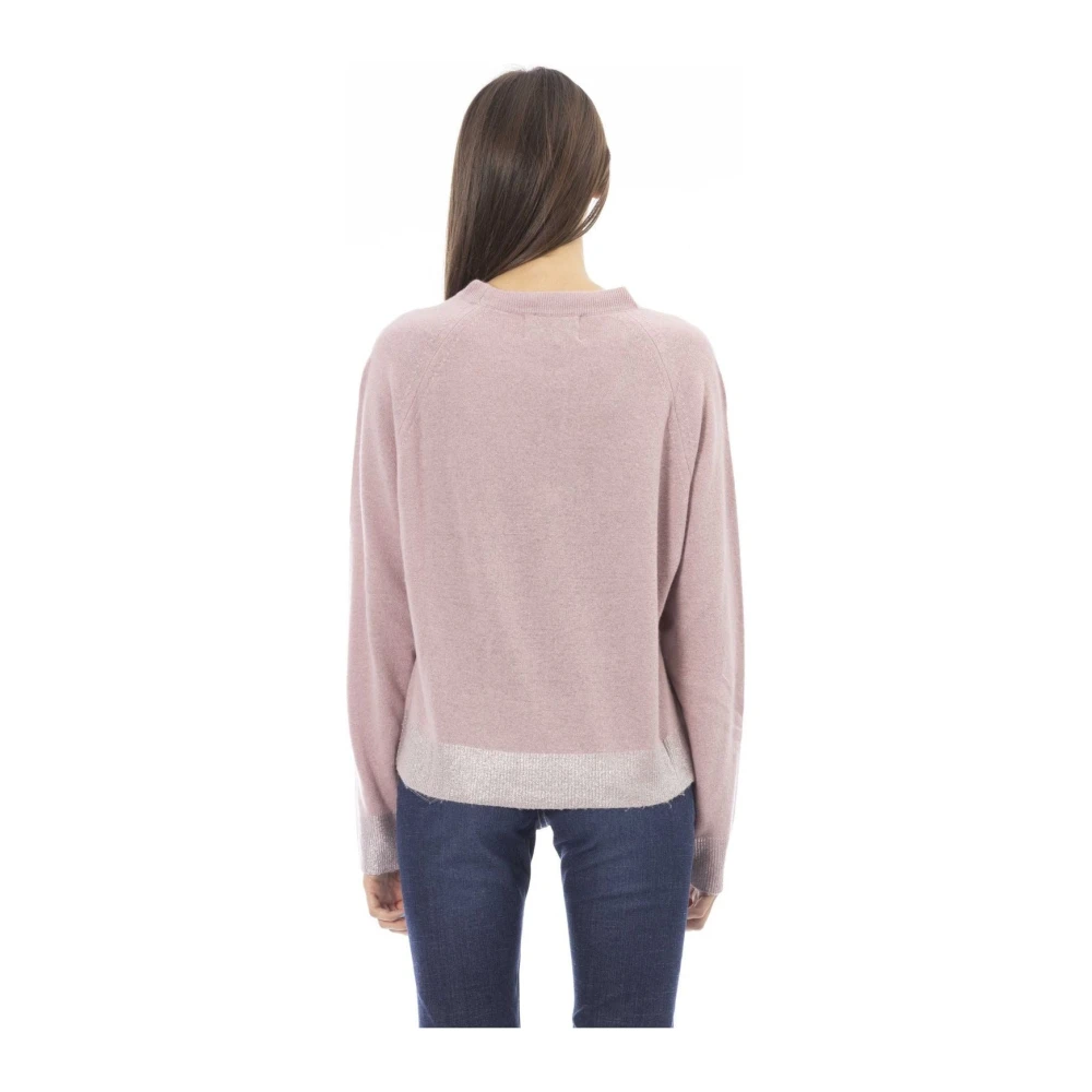 Baldinini Tijdloze Crewneck Sweater Elegante Stijl Pink Dames