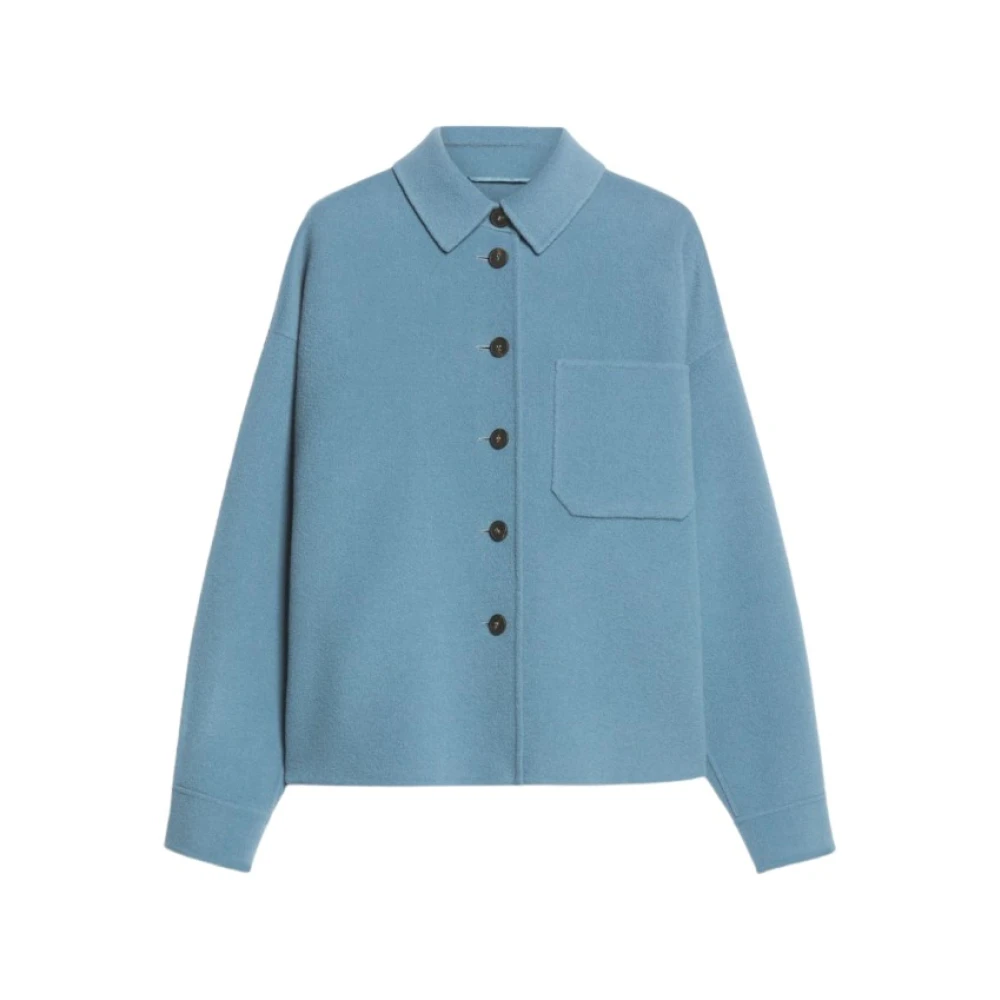 Max Mara Weekend Puur wollen overhemdjasje Blue Dames