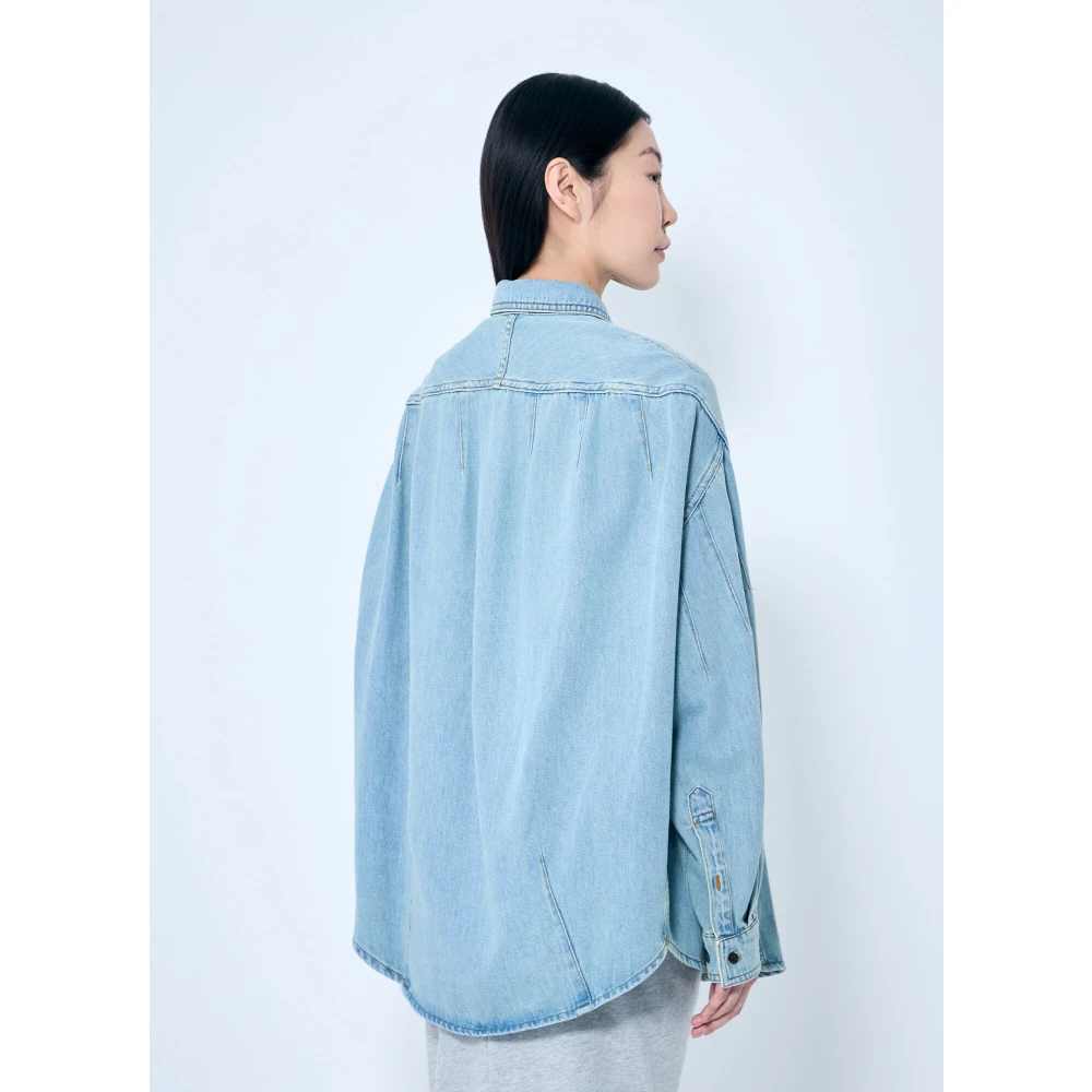 Dries Van Noten Klassieke Denim Shirt met Dropped Seams Blue Dames