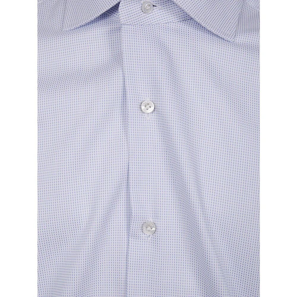Barba Napoli Casual hals shirt voor mannen Blue Heren