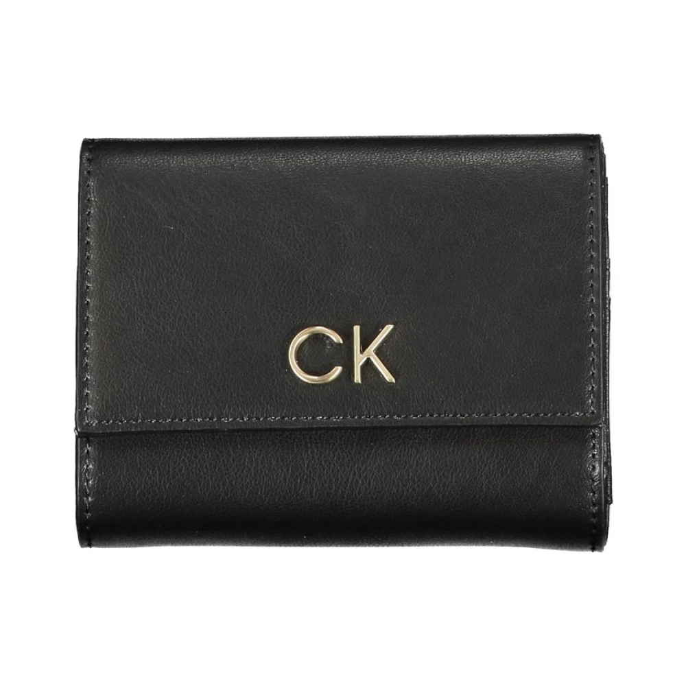 Calvin Klein RFID-säker svart plånbok med automatisk stängning Black, Dam