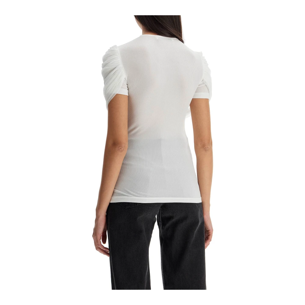 Christopher Esber Geribbelde Viscose Blouse met Zijden Paneel White Dames
