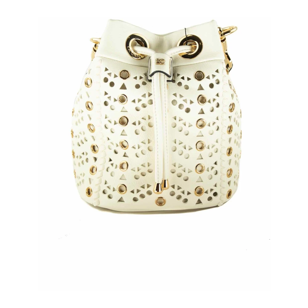 La Carrie Witte Bucket Bag met Laseruitsparingen en Studs Beige Dames