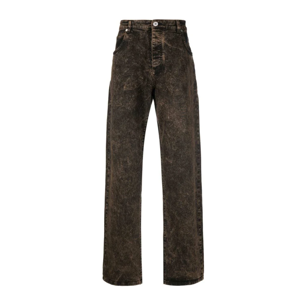 Balmain Brown Black Distressed Denim Jeans - Male - Straight Fit Jeans - W32 - Jeans