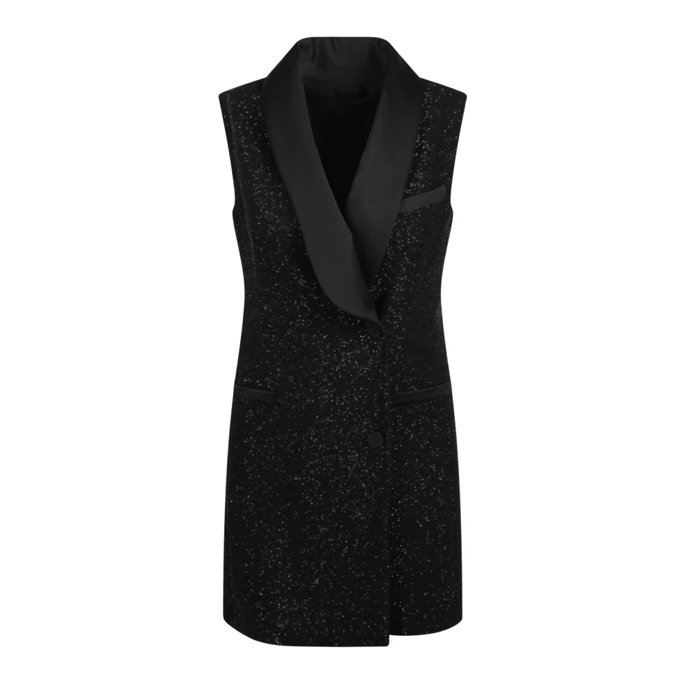 Max Mara Geborduurde Paillettenjurk met Satijndetails Black Dames