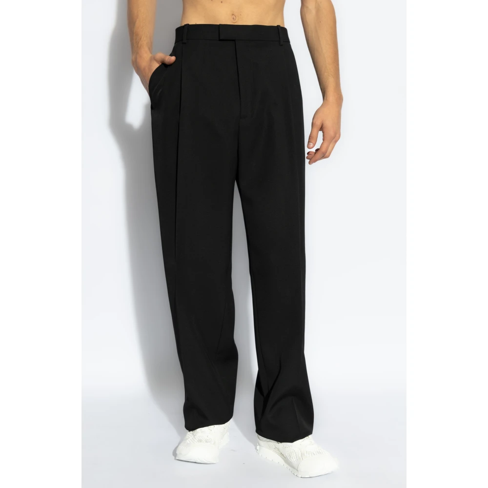 Bottega Veneta Wollen broek met vouw Black Heren