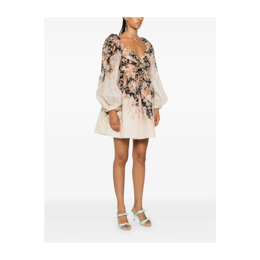 Zimmermann Bloemenprint Linnen-Zijden Jurk Multicolor Dames