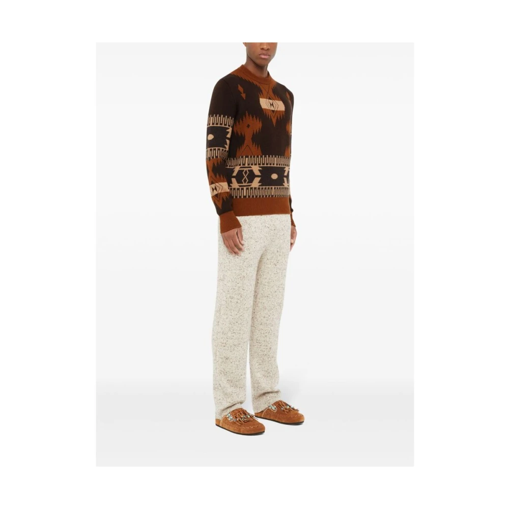 Alanui Tribal Design Jacquard Gebreide Trui Brown Heren