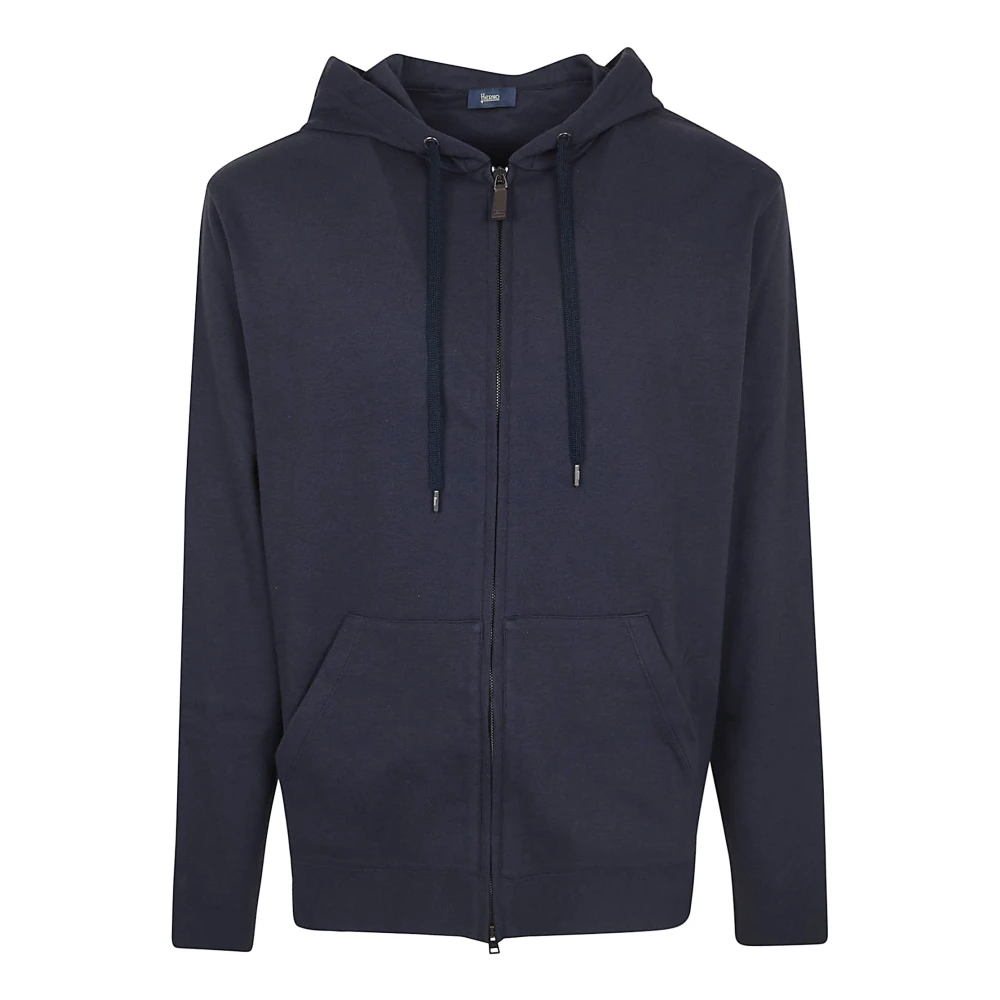 Herno Mannelijk Blauw Hoodies & Sweatvesten Heren, Xl, Sweatshirt Met Ritssluiting