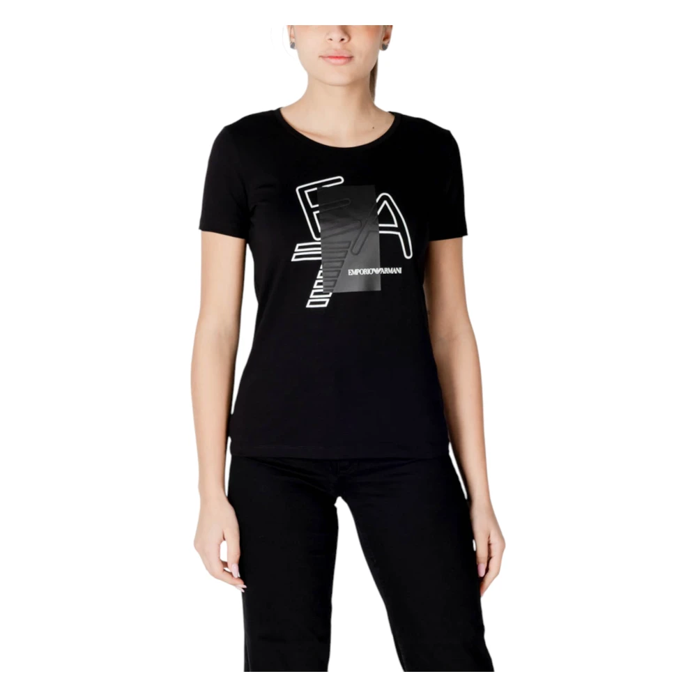 Emporio Armani EA7 Korte Mouw T-shirt Lente Zomer Collectie Black Dames