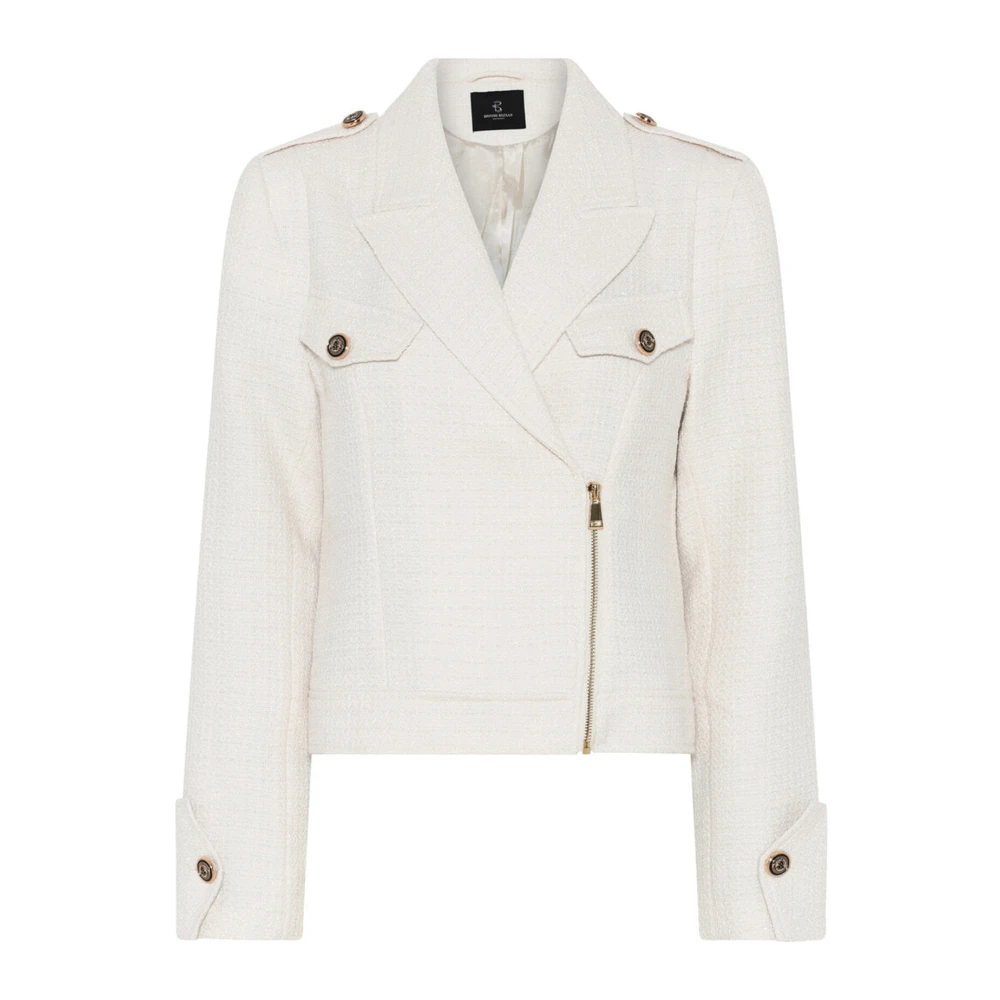 Bruuns Bazaar Witte Blazer met Klepzakken White Dames
