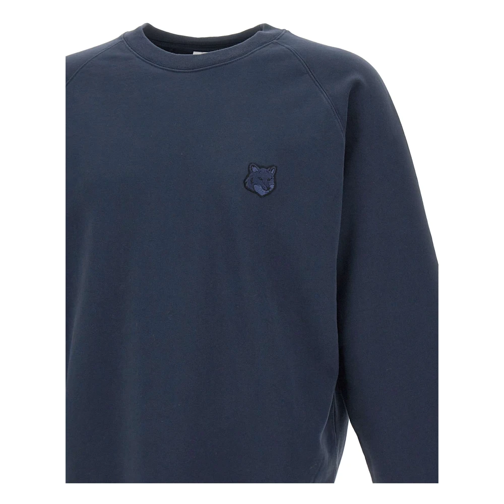 Maison Kitsuné Blauwe Katoenen Sweatshirt met Vos Logo Blue Heren