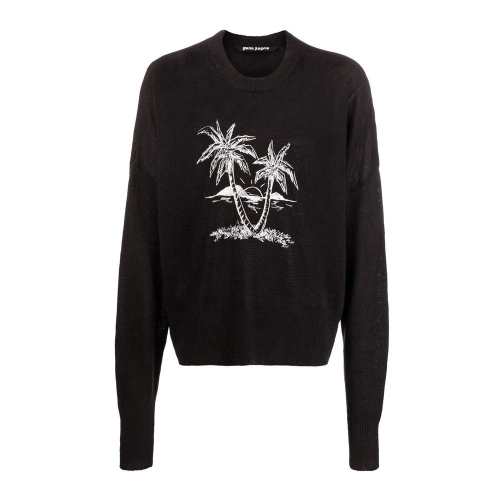 Palm Angels Tränings T-shirt, Svart Sweatshirt för Stil och Komfort Black, Herr