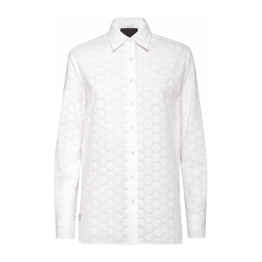 Philipp Plein Casual Wit Katoenen Overhemd met Lange Mouwen White Dames