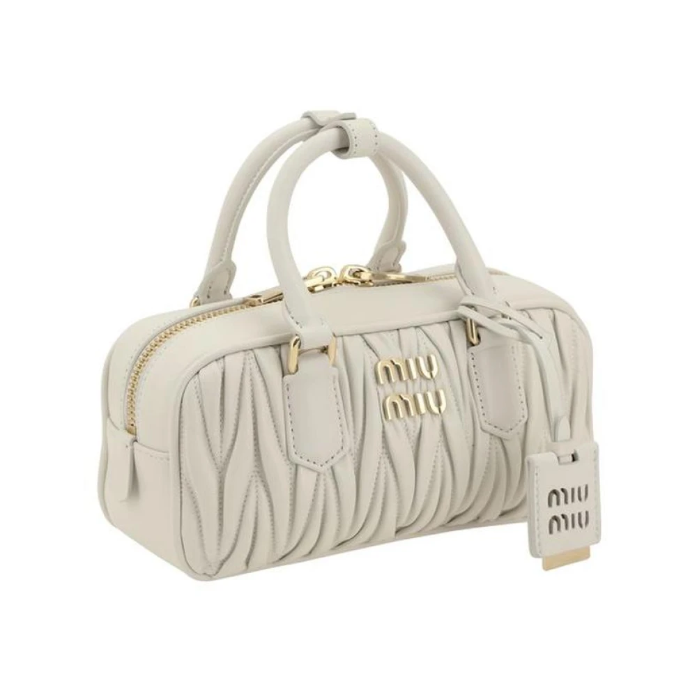 Miu Goudvergulde Monogram Handtas met Schouderband White Dames