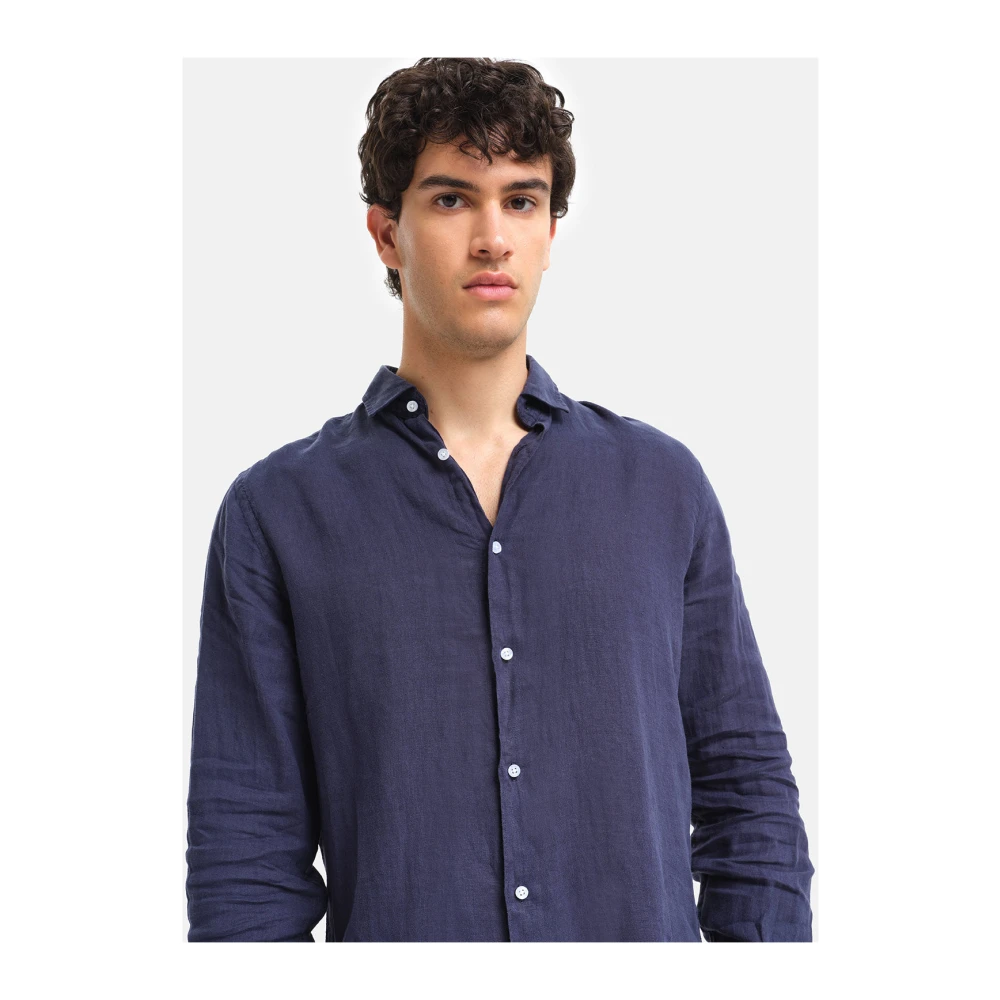 Peninsula Linnen Stromboli Shirt Blue Heren