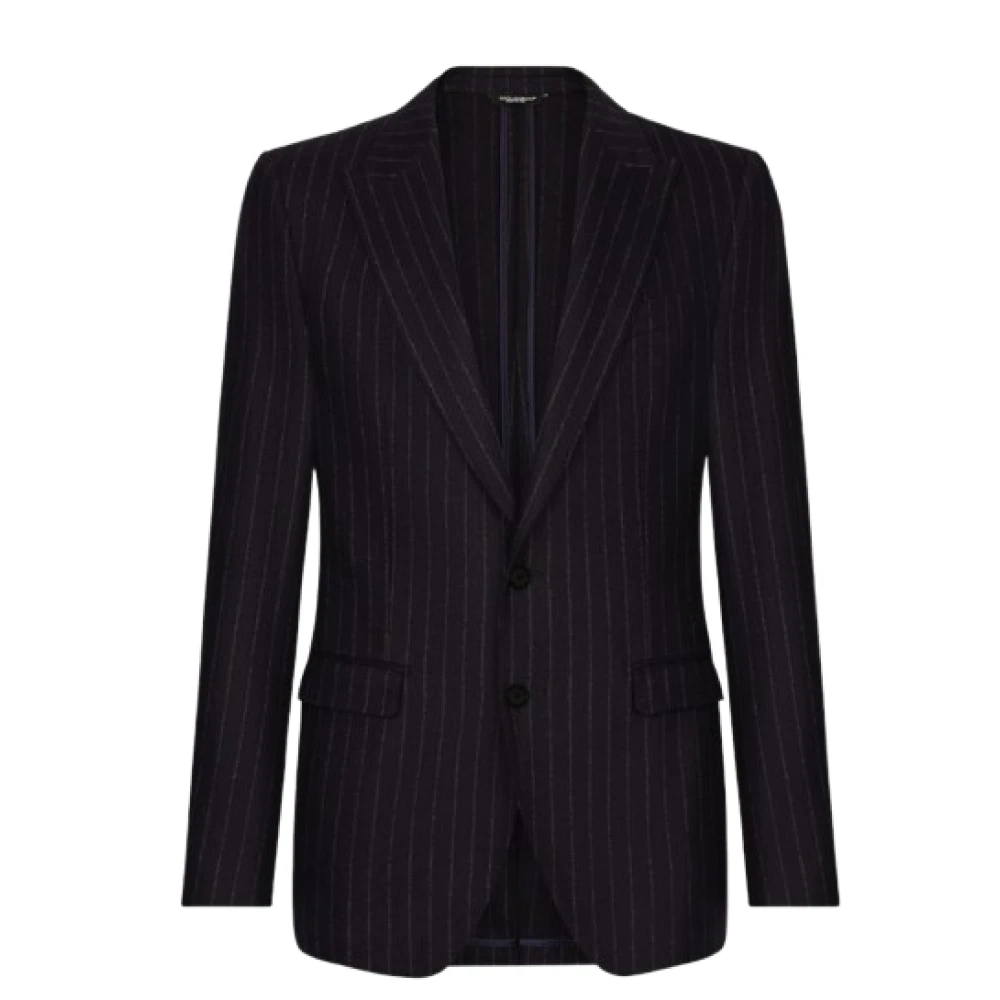 Dolce & Gabbana Pinstripe Wollen Blend Blazer Jas Black Heren