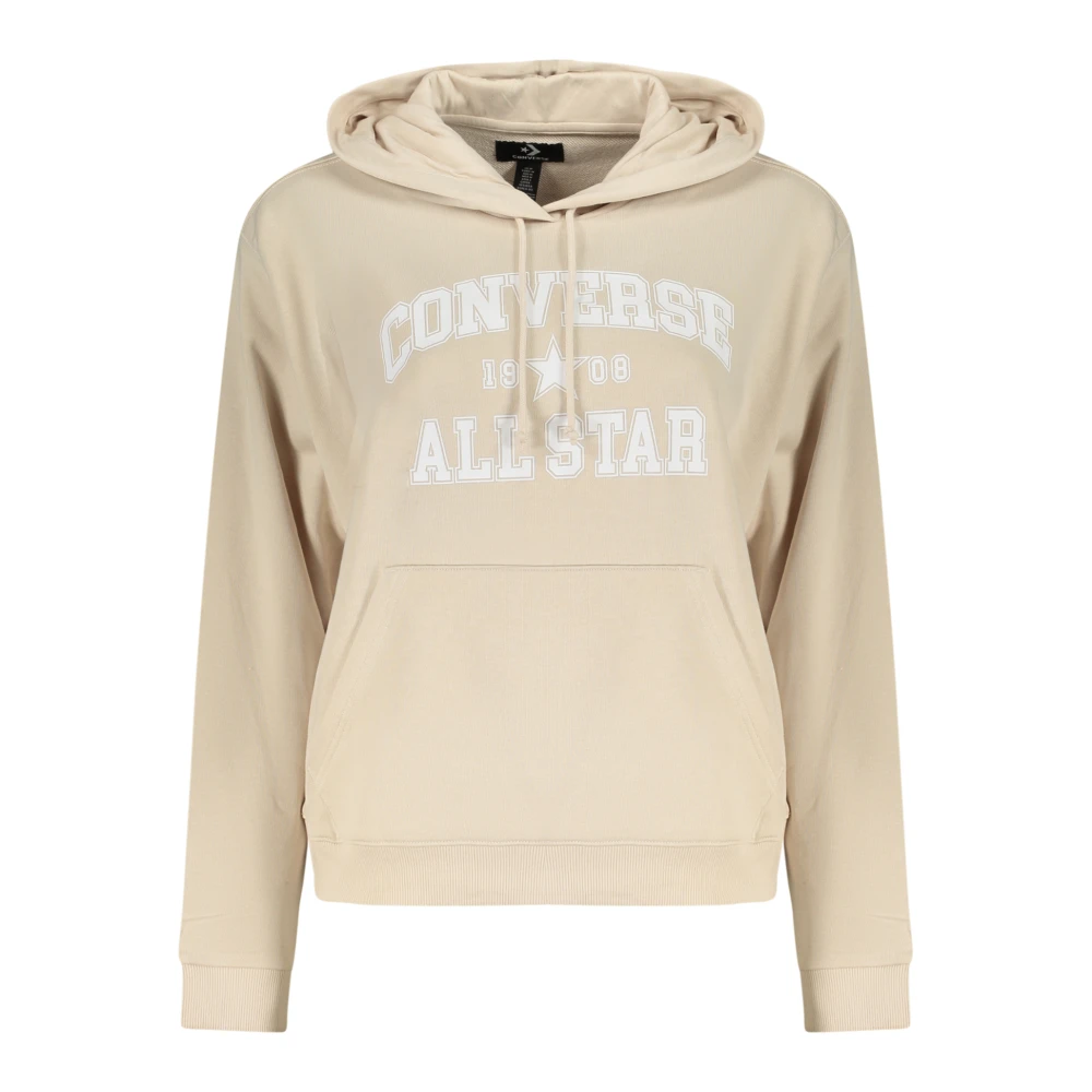 Converse Women's Beige Hoodies, M, Long-Sleeved Hoodie
