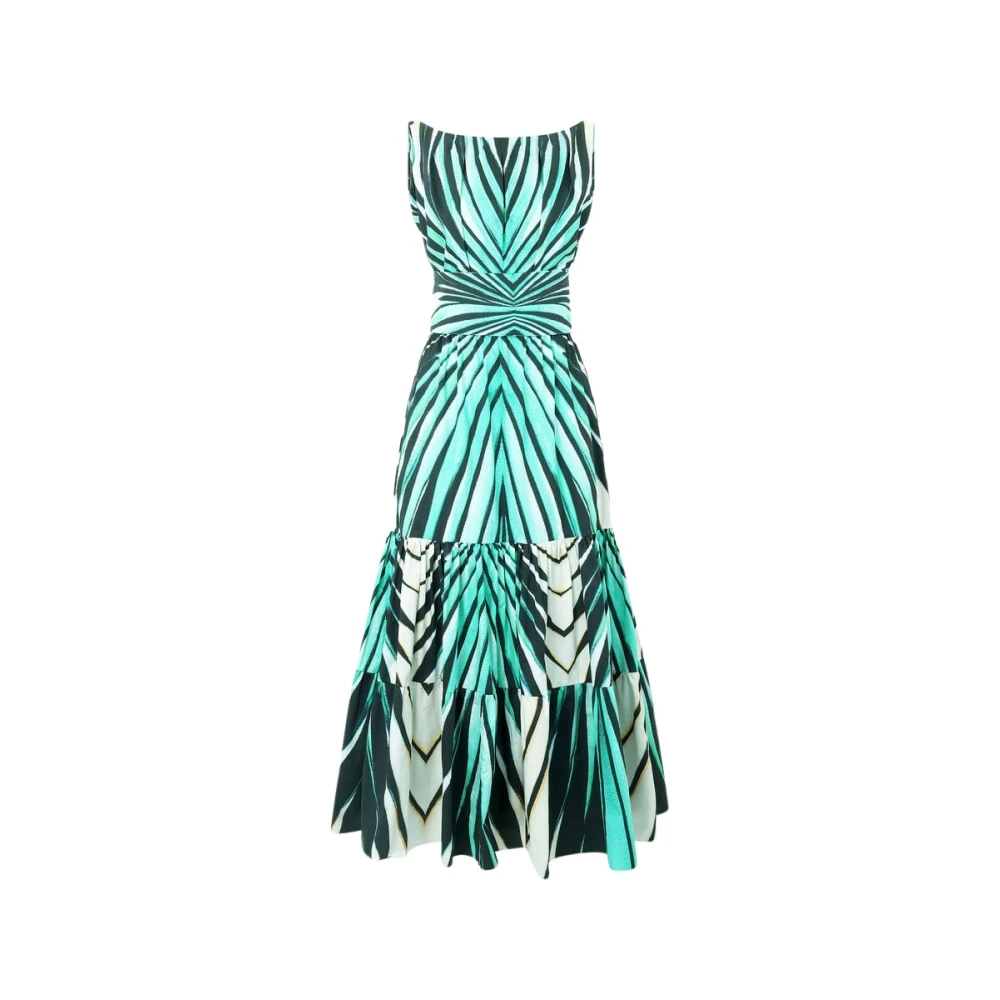 Roberto Cavalli Women's Blue Midi Dresses, Xs, Sea Print Midi Dress Sleeveless Design