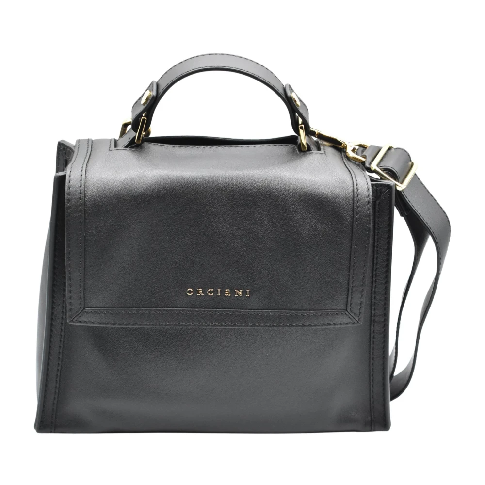 Orciani Zwarte Nappa Leren Handtas Black Dames