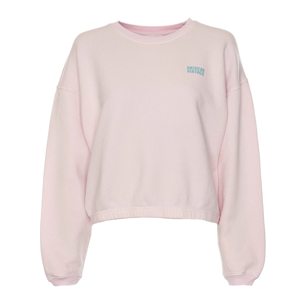 American Vintage Mjukt Cropped Sweatshirt Izubird Izu03A Pink, Dam