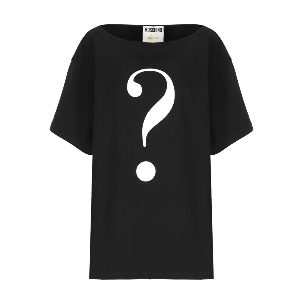 Moschino Zwart T-shirt met Contrasterend Logo Black Dames