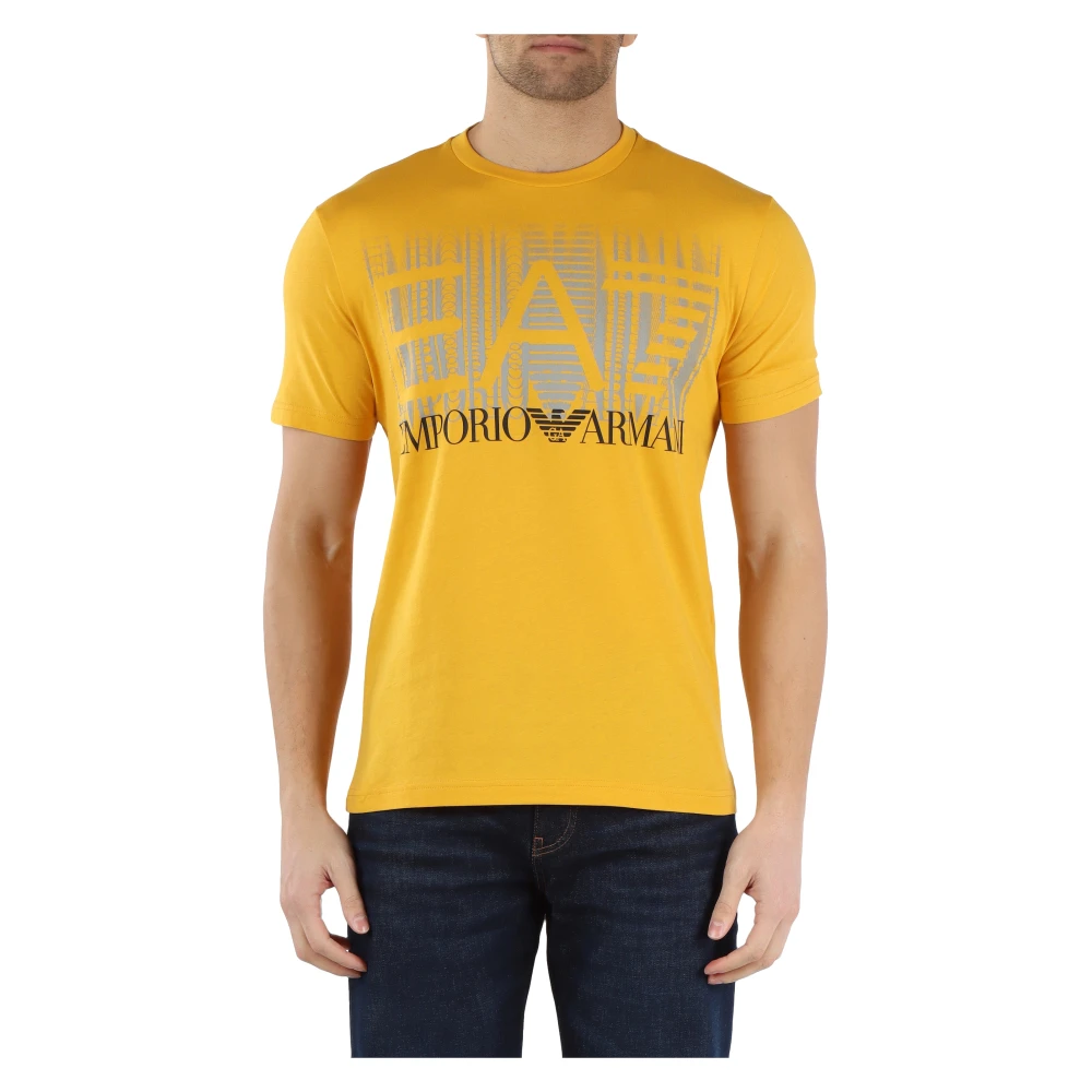 Emporio Armani EA7 Katoenen Logo T-shirt Yellow Heren