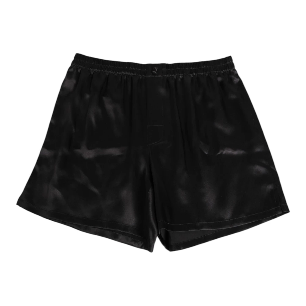 Dolce & Gabbana Men's Black Beachwear, M, Silk Satin Boxer Swimwear