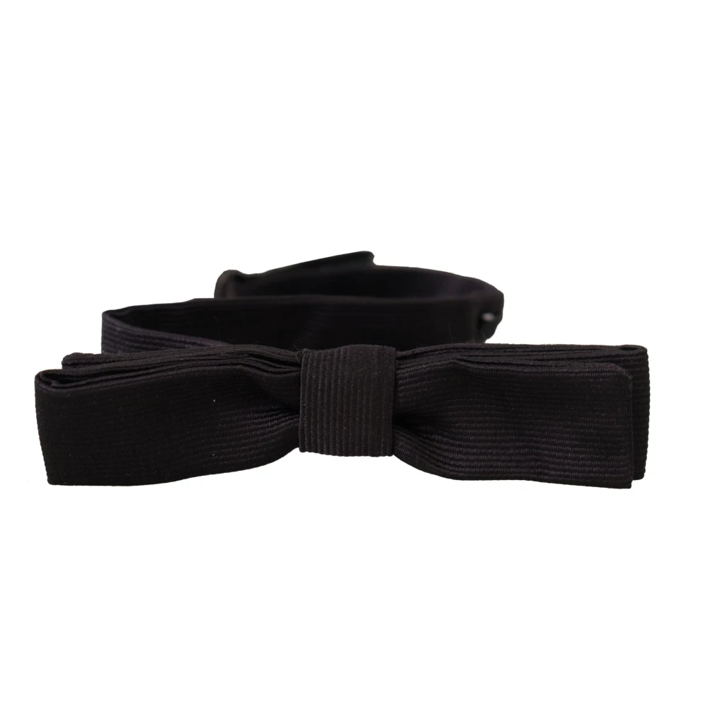 Dolce & Gabbana Elegante Zwarte Zijden Vlinderdas Black Heren