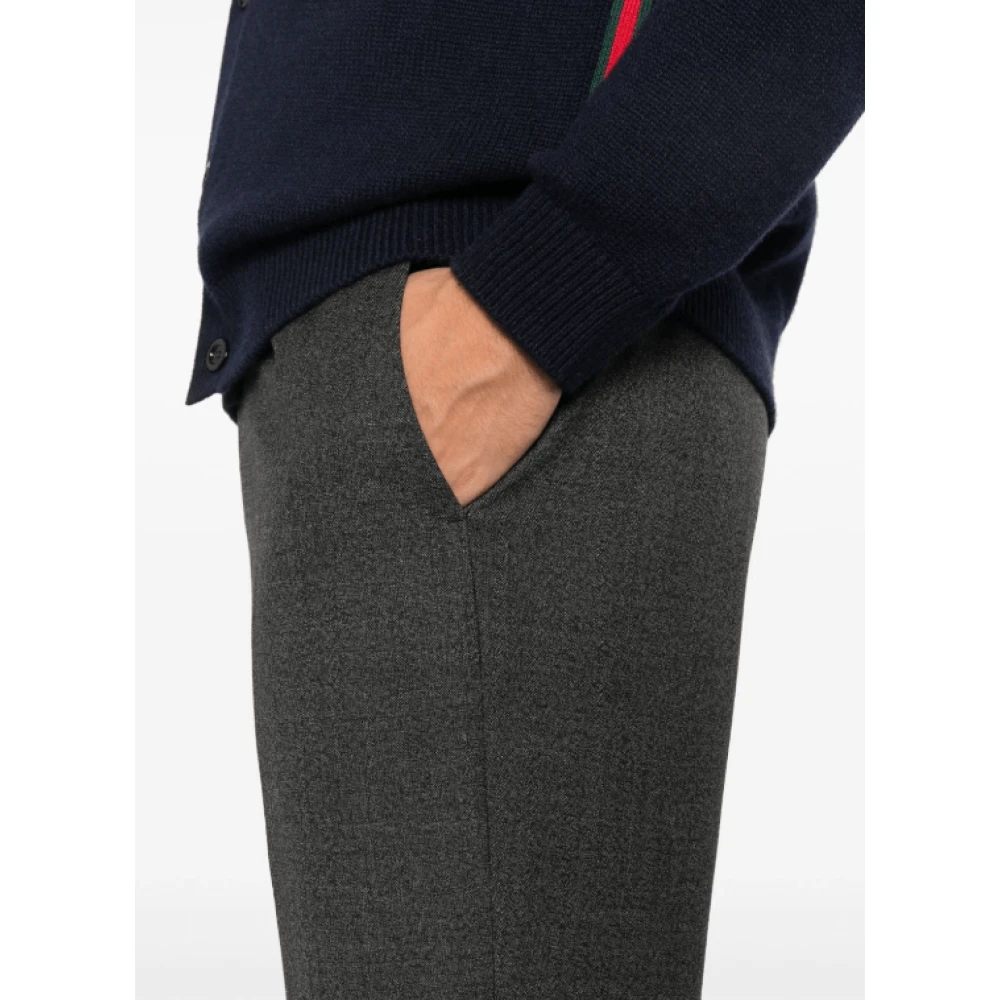 Gucci Antracietgrijze wollen tailored broek Gray Heren