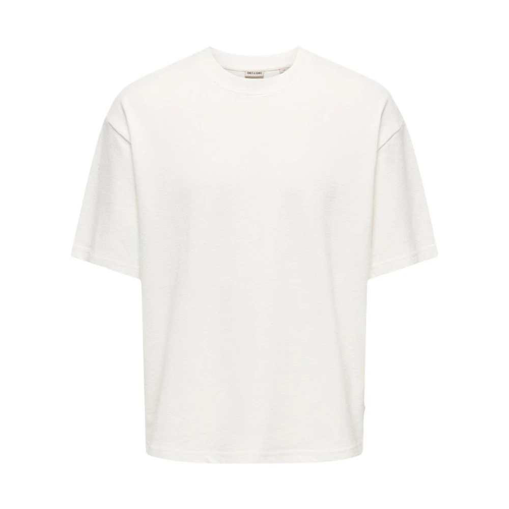 Only & Sons Men's White T-Shirts, L, Round Neck Short Sleeve Cotton T-Shirt