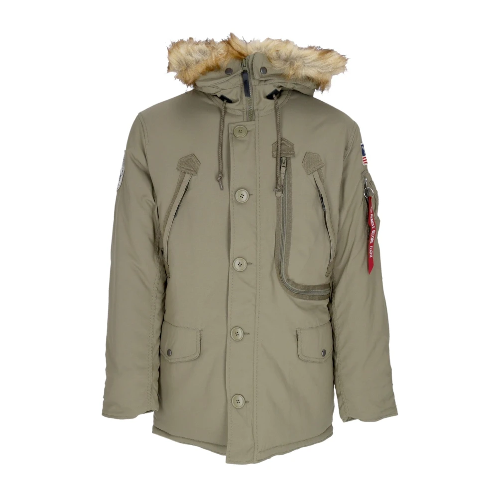 Alpha Industries Men's Green Polar Jacket With Zip Closure - Winter Jackets - Xl - Jackets