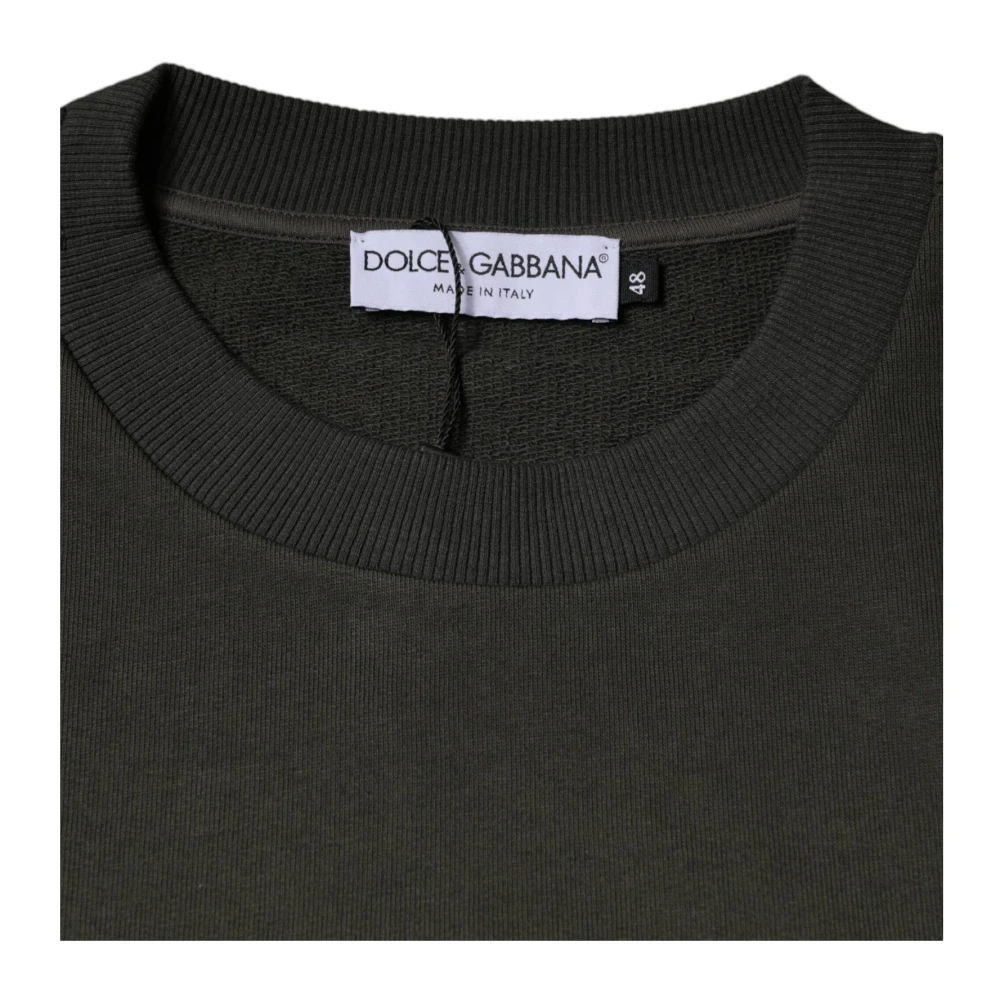 Dolce & Gabbana Logo Detail Katoenen Pullover Trui Green Heren