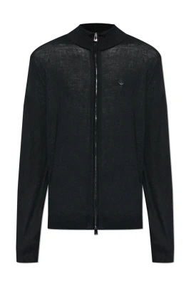 Plainstickad Cardigan i Jungfruull med Full Dragkedja
