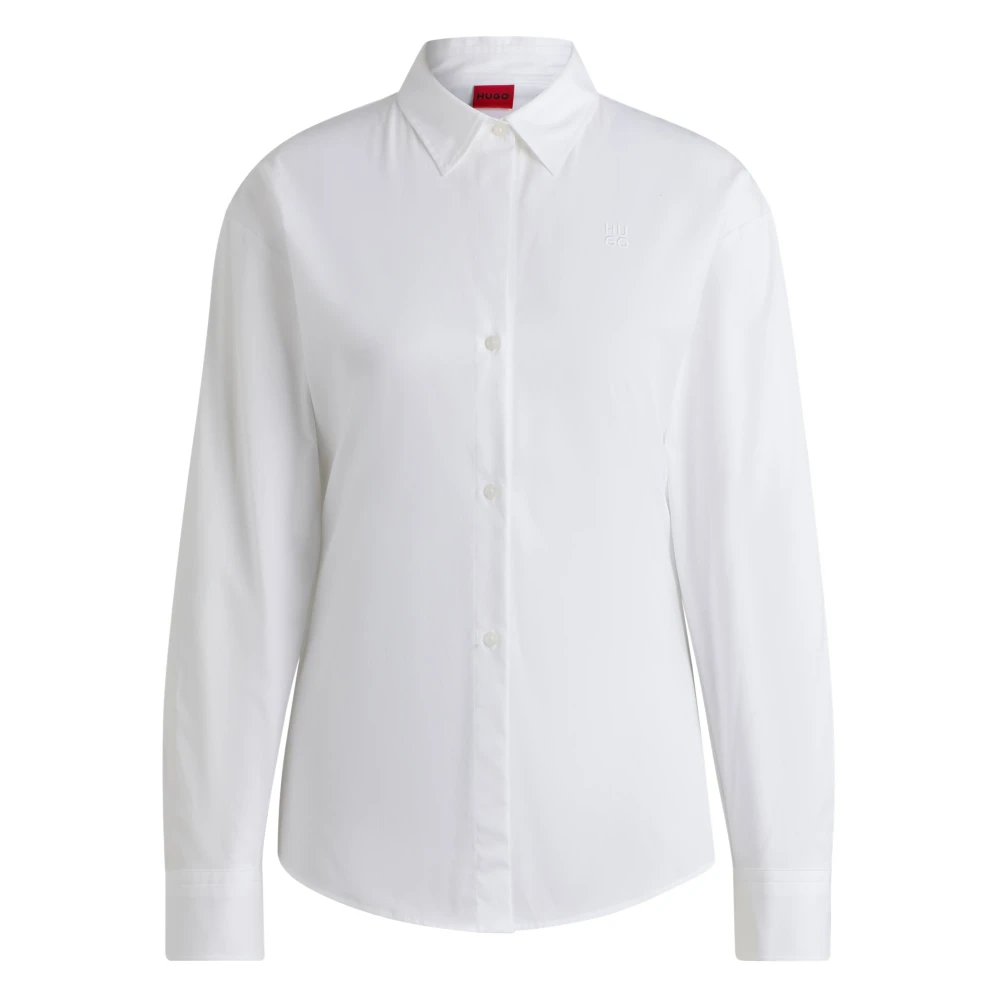 Hugo Boss Girlfriend Shirt Wit Stretch Blouse White Dames
