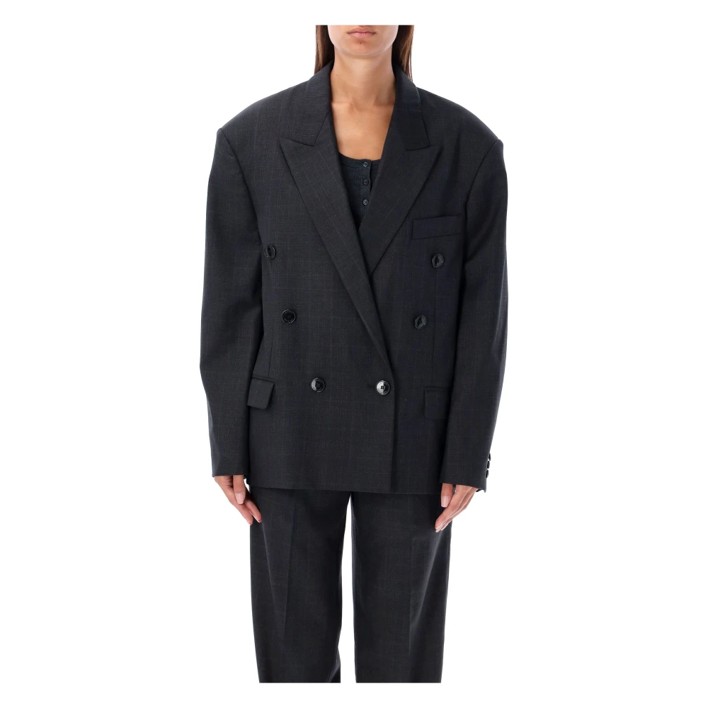 Isabel marant Geruite Wollen Blazer Jas Black Dames