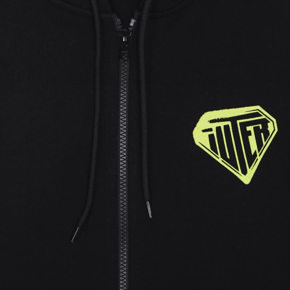 Iuter Zwarte rits hoodie lichtgewicht sweatshirt Black Heren