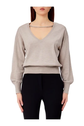 Maglia Chiusa M/L Con Strass