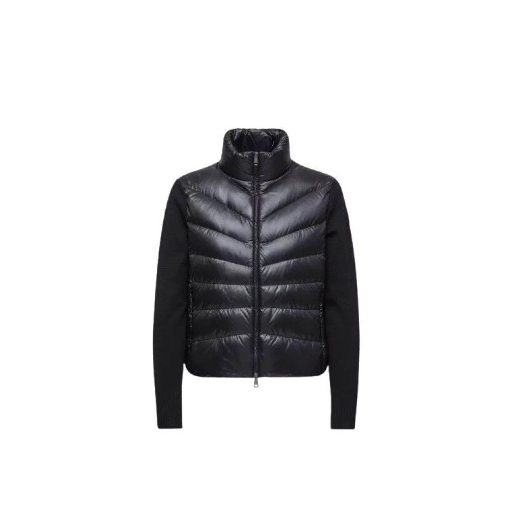 Moncler Donna Nero Padded Wool Cardigan - Woman Jackets Xs - Immagine 4