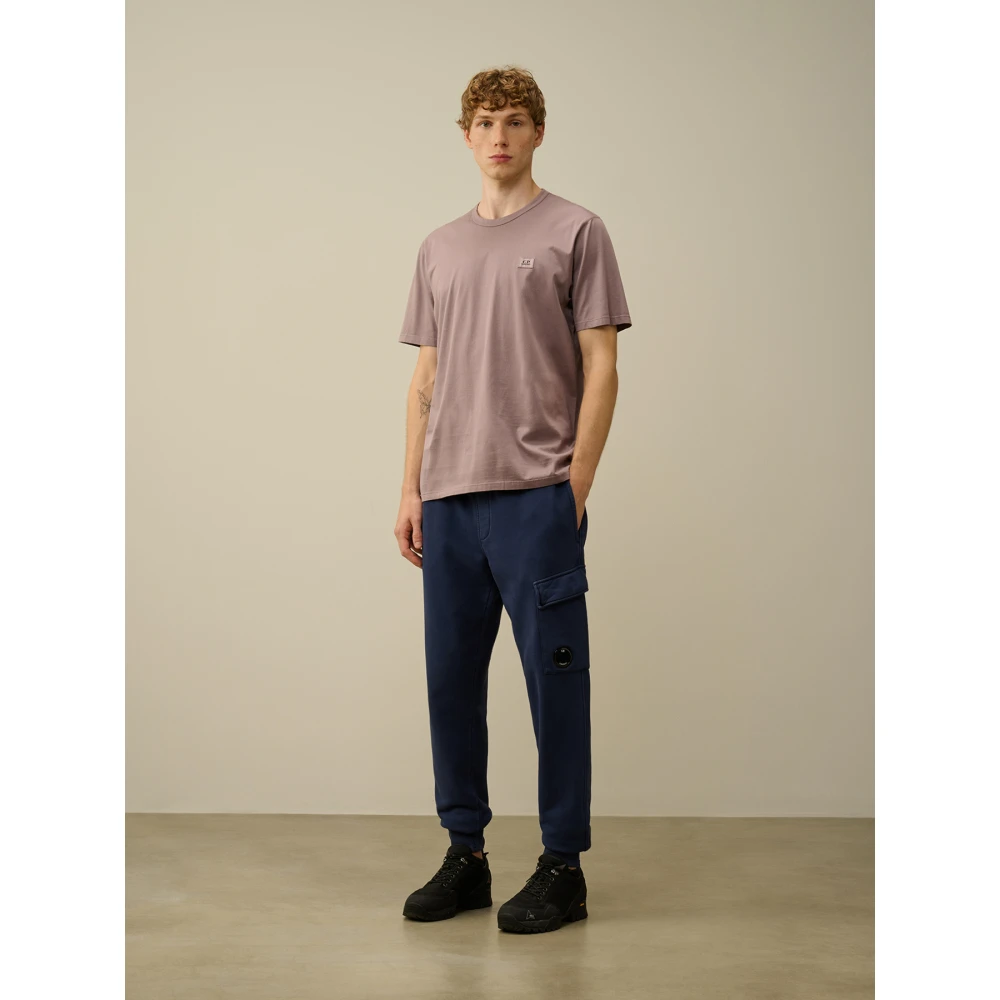 C.P. Company Geborsteld Diagonaal Fleece Cargo Sweatpants Blauw Blue Heren