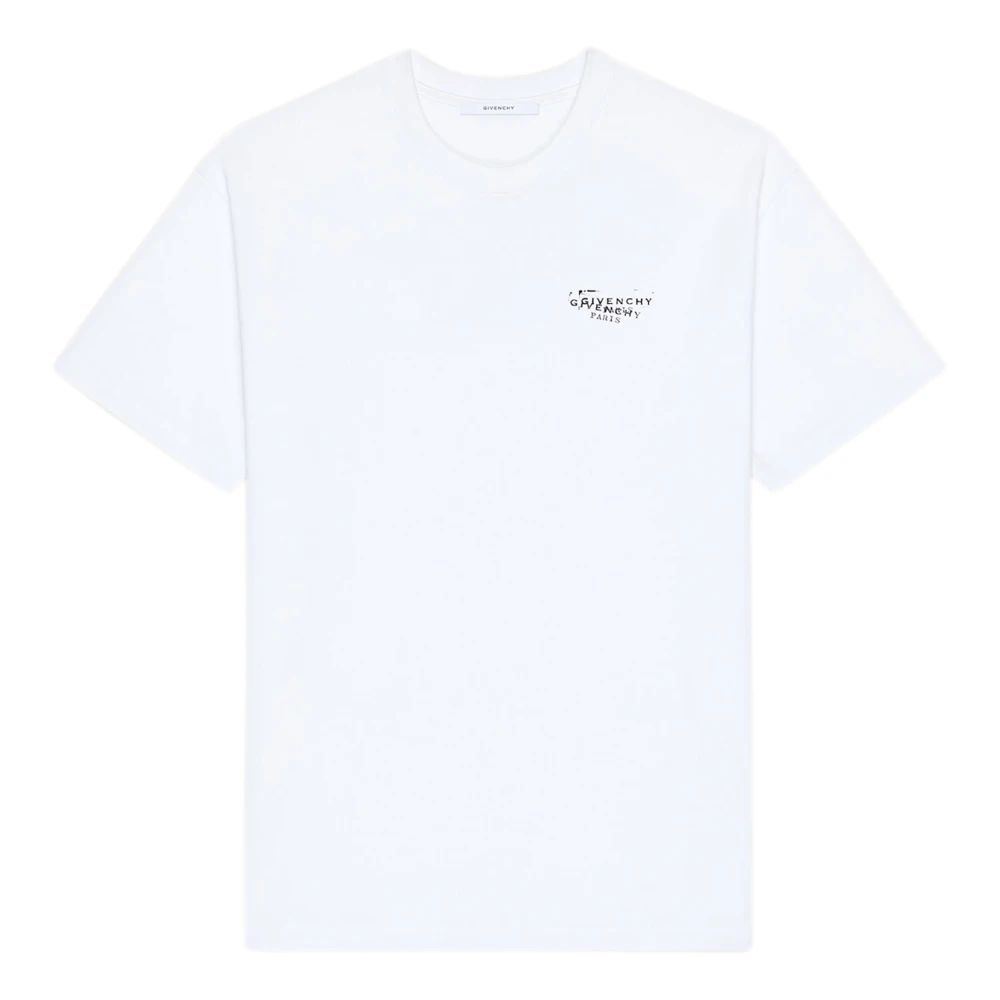 Givenchy Herr Vit Toppar S, Bomull, T-Shirt Med Stämpeltryck