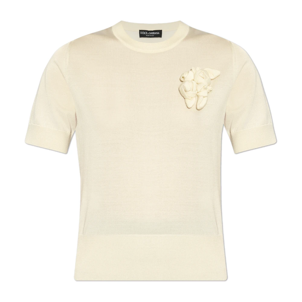 Dolce & Gabbana Zijden top met applicatie Beige Dames