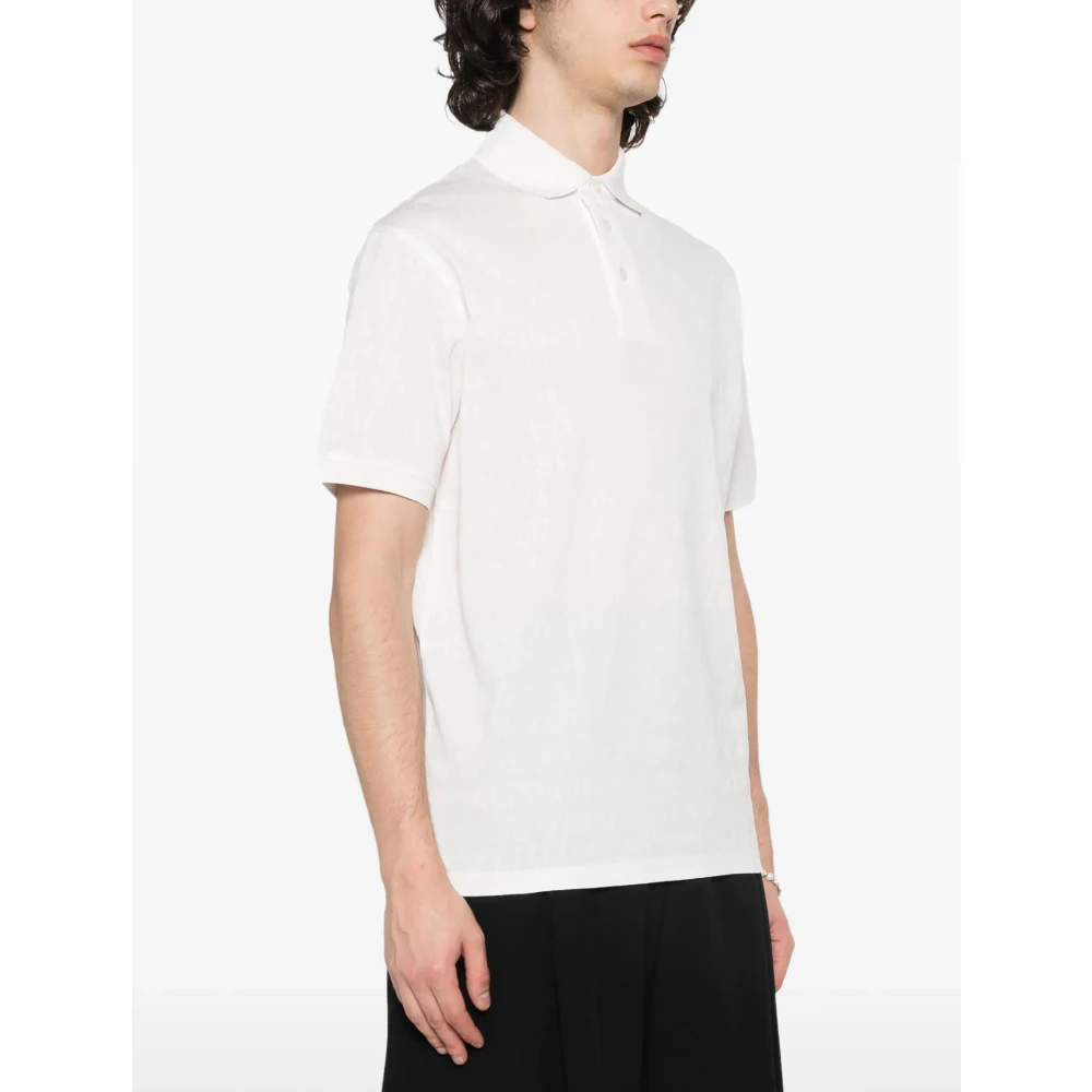 Emporio Armani Jacquard Logo Polo Korte Mouw Shirt White Heren