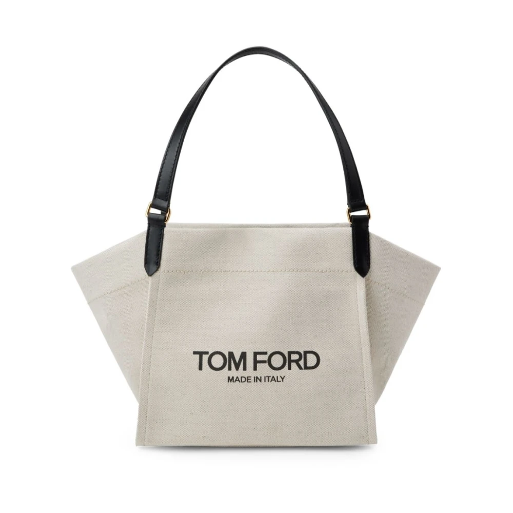 Tom Ford Canvas Medium Smooth Leather Calf Tas White Dames