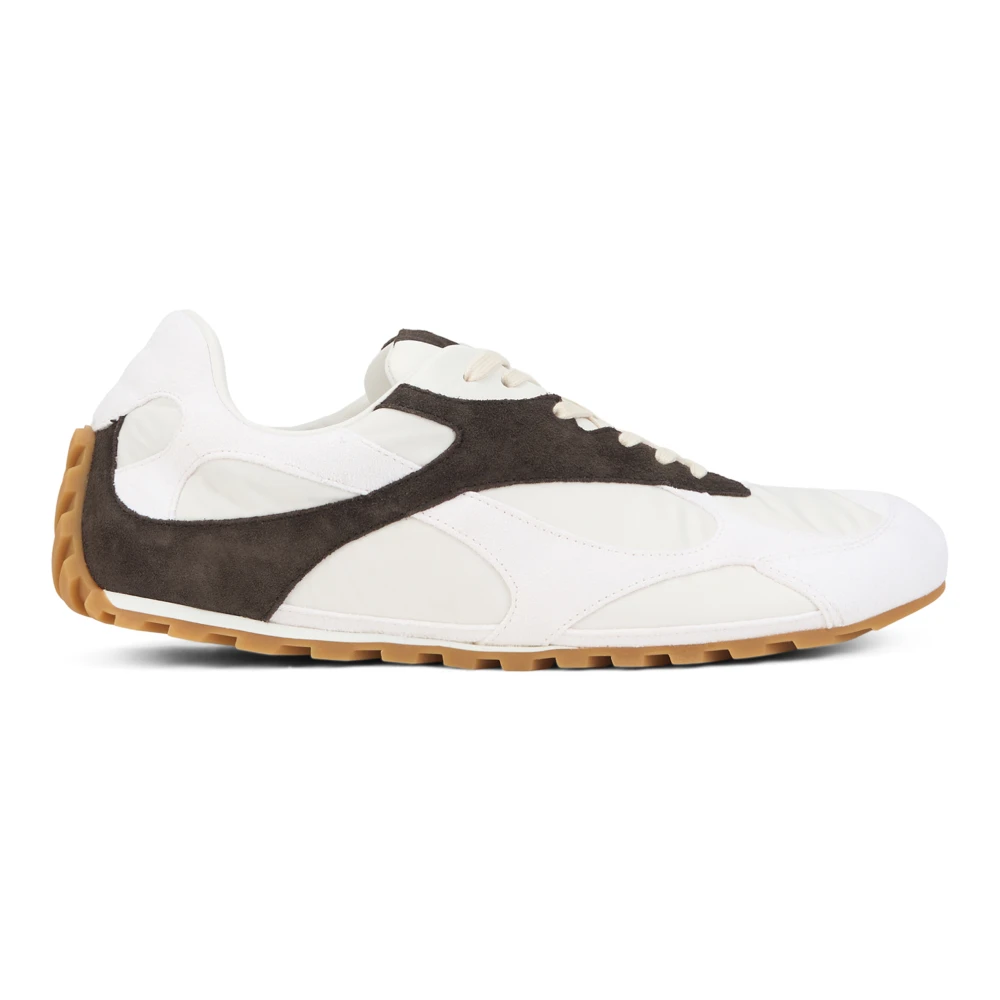 Bottega Veneta Lage sneakers van stof en leer Heren Schoenen Wit