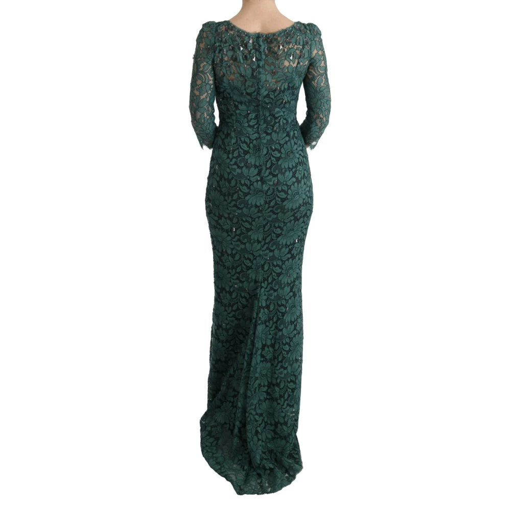 Dolce & Gabbana Groene Kristalversierde Etuijurk Green Dames