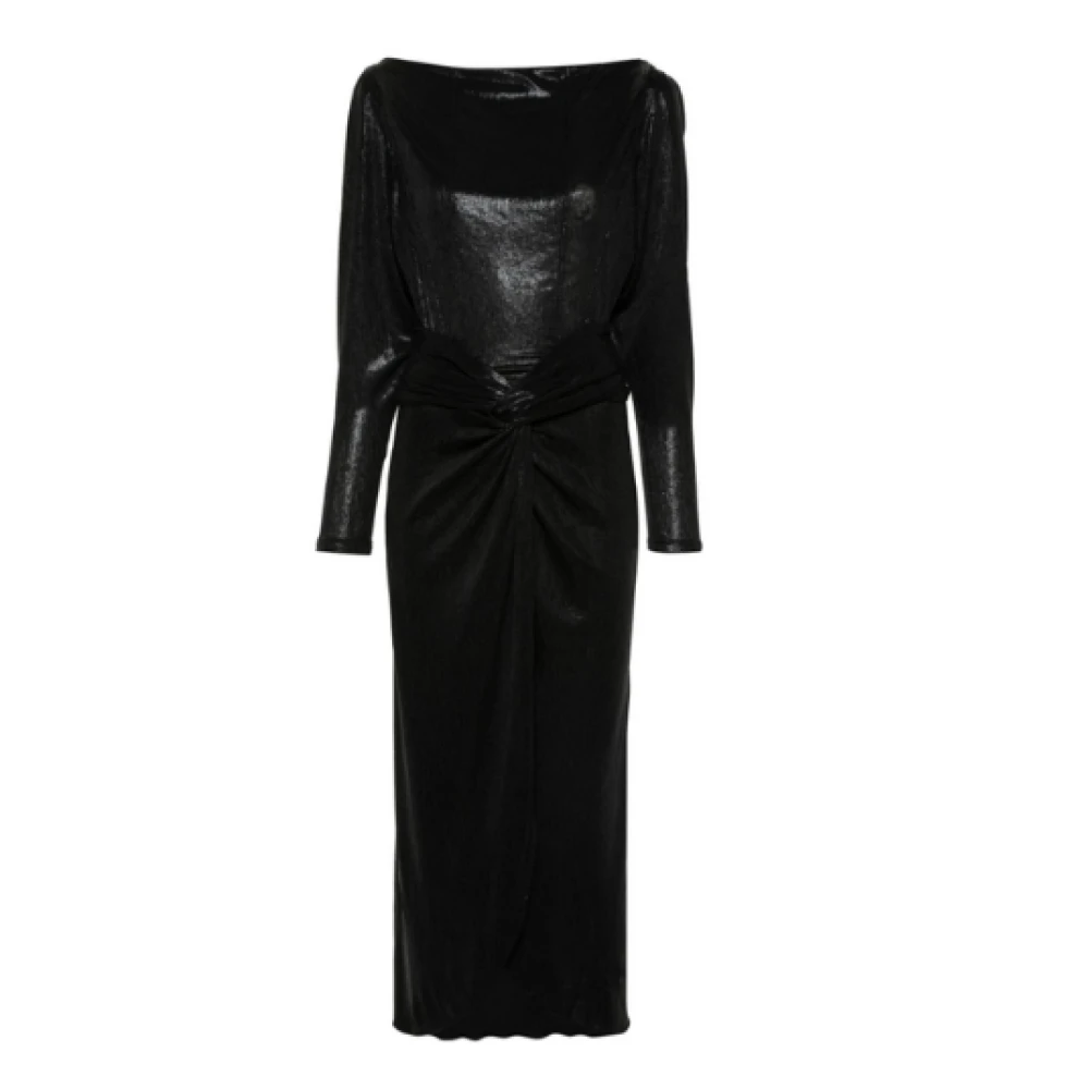 IRO Midi Oceanna Zwarte Jurk met Lurex Black Dames