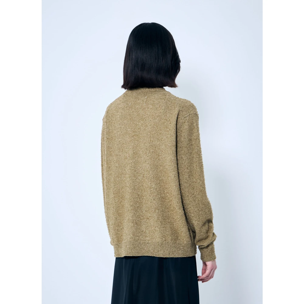 Maison Margiela Gebreide V-hals Cardigan Beige Dames