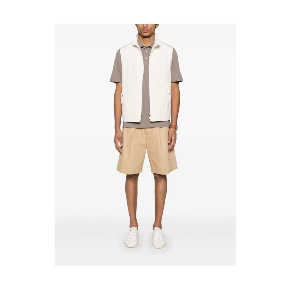 BRUNELLO CUCINELLI Taupe Grijze Polo Sweater met Knopen Gray Heren