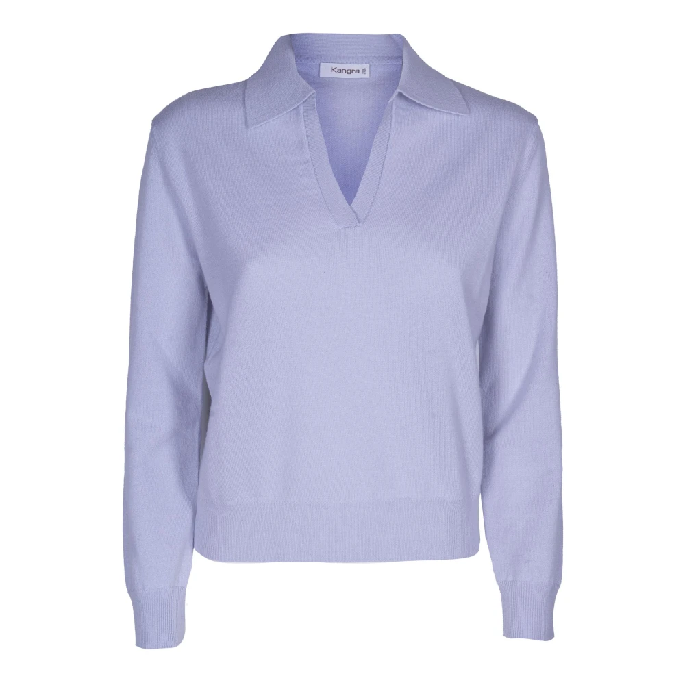 Kangra Women's Purple Polo V-Neck Jumper - V-Neck Knitwear - Xs - Knitwear
